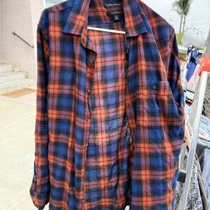 Banana Republic Blue and Orange Plaid Shirt